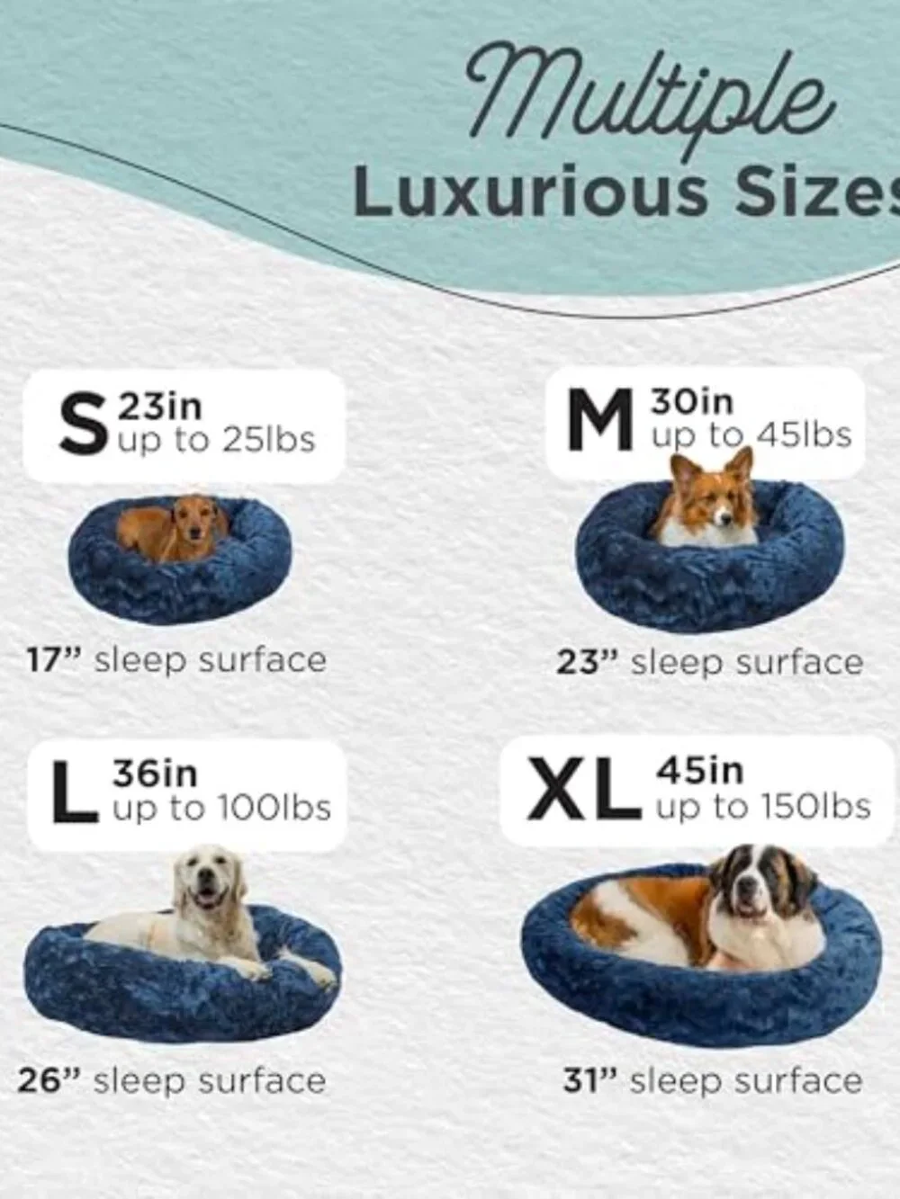 New The Original Calming Donut Dog Bed for Small Dogs up to 25 lbs, Lux Faux Fur